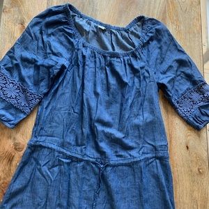 Denim Blue off the shoulder midi dress